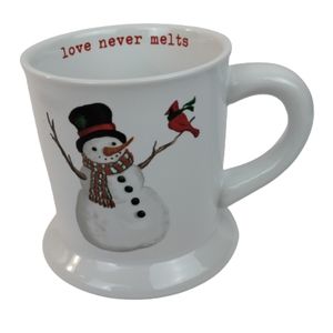 DEI Snowman Bird Love Never Melts Footed cup mug